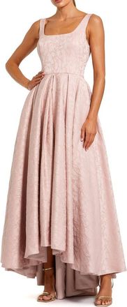 Mac Duggal Sleeveless Jacquard Square Neck High Low Gown in Blush at Nordstrom, Size 12