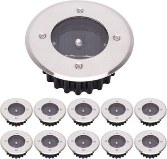 OEM Paquete De 10 Luces Solares Led Para Suelo, Iluminaci&oacute;n Exterior, Alumbrado P&uacute;blico, Iluminaci&oacute;n Subterr&aacute;nea, Resistente Al Agua Ip65 (blanco Fr&iacute;o, Re