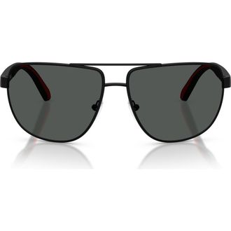 Ferrari 64mm Pillow Sunglasses in Matte Black /Dark Grey at Nordstrom
