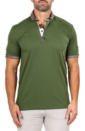 Maceoo Newton Marthyr0033 Green Button-Down Piqu&eacute; Polo at Nordstrom, Size 4