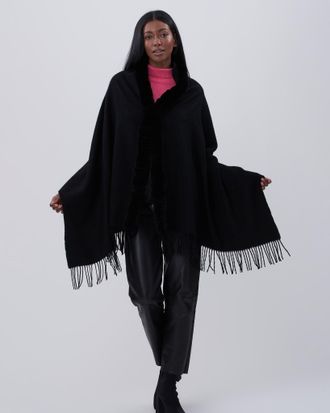 Gorski Cashmere Stole with Rex Rabbit Square Trim