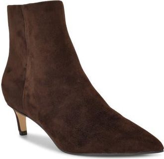 Nine West Brite Pointed Toe Kitten Heel Bootie in Dark Brown Suede at Nordstrom, Size 8