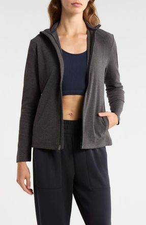 Swannies Emily Zip-Up Sweatshirt in Black-Heather at Nordstrom, Size X-Large