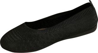 Generic Womens Ballet Flats Knit Dress Shoes Solid Color Fashionable Foldable Breathable Lightweight Comfortable Slip On Pumps Shoes Work Holiday Black