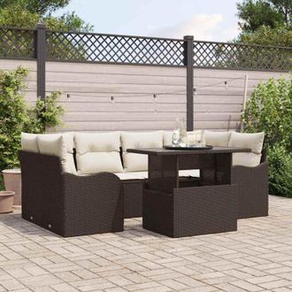 vidaXL Vidaxl - Conjunto De Sof&aacute; De Jard&iacute;n Manual 7 Pcs Marr&oacute;n 100 X 55 X 73 Cm