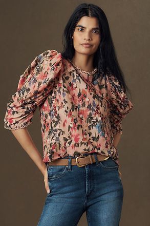 Farm Rio Puff-Sleeve Floral Blouse