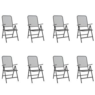 Berkfield Home Beautiful 9 Piece Garden Dining Set Anthracite Metal Mesh in Black