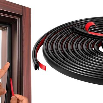 No Brand Burlete Aislante T&eacute;rmico Para Puertas - Tira De Goma Autoadhesiva Para Aislamiento Ac&uacute;stico Y Protecci&oacute;n Contra La Intemperie (6 M, Negro)