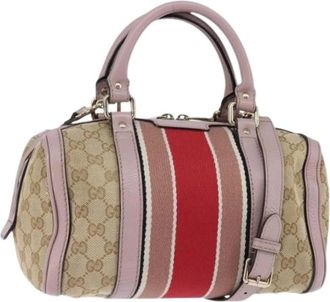 Gucci Pre-owned Handbags, female, Beige, Size: ONE SIZE Pre-owned Canvas Handbag