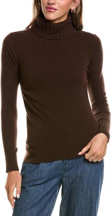 Fort&eacute; Cashmere Chunky Trim Turtleneck 100% Cashmere Sweater