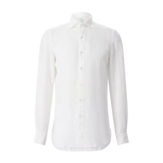 Finamore Linnen Overhemd - Heren - Zakelijke Overhemden - Wit - 2XL - Linnen - Overhemden