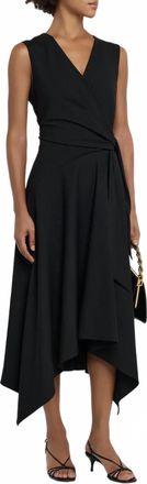 Lafayette 148 New York Womens Side Tie Midi Dress In Black