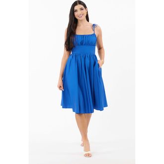 Unique Vintage 1950s Cotton Swing Dress in Royal Blue at Nordstrom, Size X-Large
