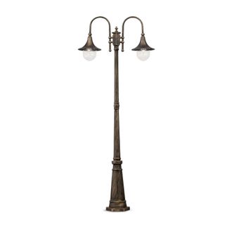 Netlighting Cima 2 Light Outdoor Post Lantern Brass IP43 E27 in Yellow