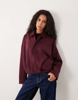 Vila giacca bomber in camoscio sintetico bordeaux-Rosso