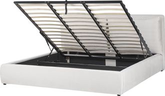 Beliani Beliani - Cama Con Almacenaje De Terciopelo Blanco Crema 180 X 200 Cm Otomana Bajonna