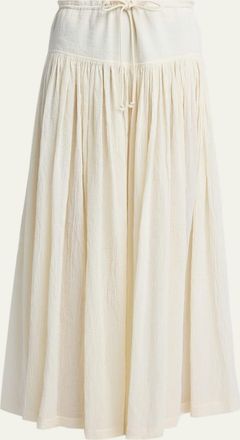 The Row Berenice Cotton Gauze Wide-Leg Skirt Pants