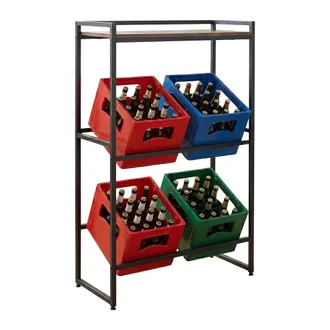 Relaxdays Estanter&iacute;a Relaxdays Para 4 Cajas De Bebidas, 117 X 74 X 32 Cm(al X An X F), Con Repisa, Estilo Industrial, Marr&oacute;n/negro
