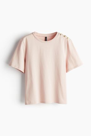 H&M T-Shirt mit Zierkn&ouml;pfen - Hellrosa