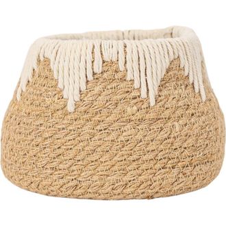 Foreside Home And Garden Woven Tapered Basket Jute & White Cotton Rope at Nordstrom