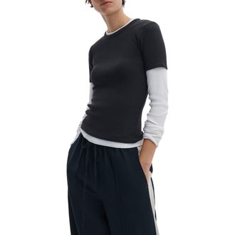 Rag & Bone The Essential Rib T-Shirt in Black at Nordstrom, Size X-Large