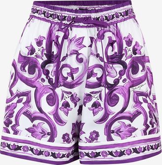 Dolce & Gabbana Seidentwill-Shorts mit Print Majolica