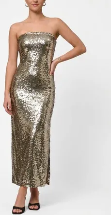 Rachel Roy Yuri Strapless Sequin Midi Dress in Silver at Nordstrom, Size Xx-Large