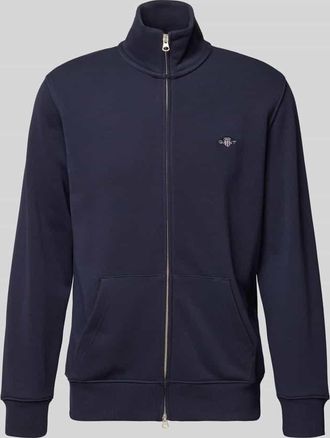 GANT Sweatjacke mit Label-Stitching in Marine, Größe XXXL