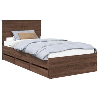 vidaXL Estructura De Cama Roble Marr&oacute;n 100 X 200 Cm Madera Ingenieril Vidaxl