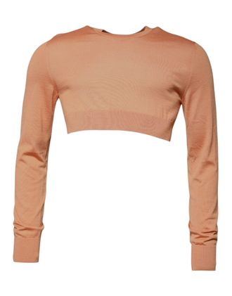 Dolce & Gabbana Beige Wool Crewneck Pullover Cropped Mens Sweater