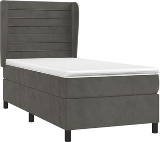 vidaXL Vidaxl - Cama Box Spring Con Colch&oacute;n Terciopelo Gris Oscuro 90x200 Cm