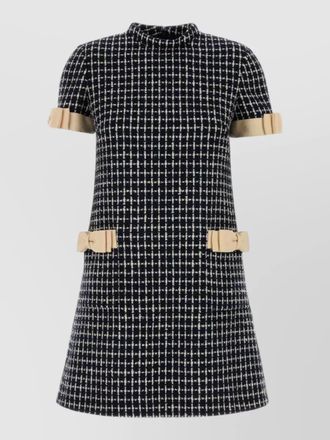 Valentino Garavani tweed mini dress checked round neck bow