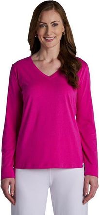 Coolibar Womens Morada V-Neck Long Sleeve T-Shirt, UPF 50+ Sun Protection in Fuchsia Pink at Nordstrom, Size X-Small