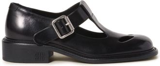 Miu Miu 30mm leather T-bar shoes - women - Calf Leather/Calf Leather/Buffalo Leather - 37 - Black