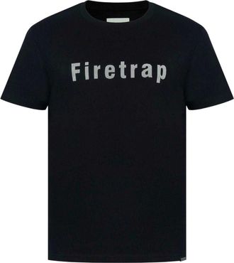 Firetrap Heren T-shirt katoen met logo (Zwart)