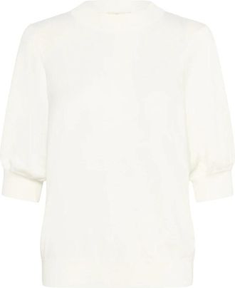 Kaffe Vrouwelijke Plooi Pullover Trui Krijt - Dames - Ronde hals truien - Wit - L - Truien & Vesten