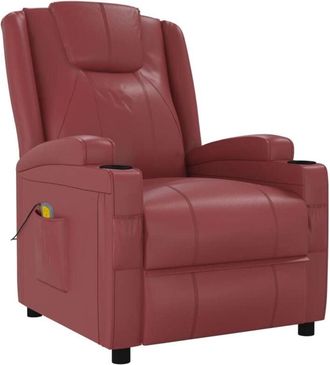 vidaXL Vidaxl - Sill&oacute;n De Masaje De Cuero Sint&eacute;tico Rojo Tinto
