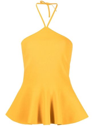 Stella McCartney peplum-hem halterneck top - women - Viscose/Polyester - 38 - Yellow