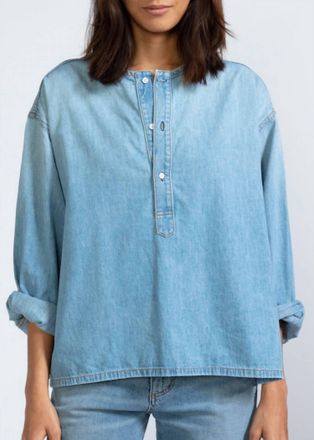 ASKK NY Denim Relaxed Fit Henley Top In Jackson