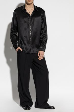 Versace Silk Shirt With Shimmering Sequins, Mens, Black