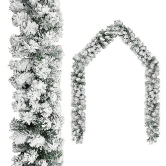 vidaXL Guirnalda De Navidad Con Nieve Flocada Verde 10 M Pvc Vidaxl