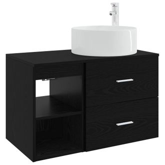 vidaXL Juego De Muebles De Ba&ntilde;o 2 Pcs Roble Negro Madera De Ingenier&iacute;a Vidaxl