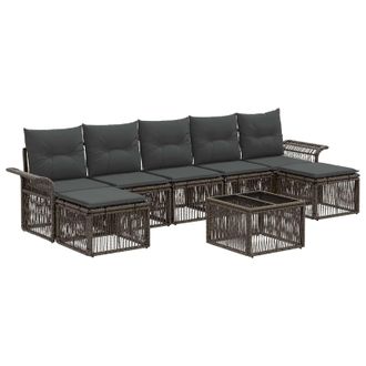 vidaXL Conjunto De Sof&aacute;s De Jard&iacute;n 8 Pcs Gris Rat&aacute;n Sint&eacute;tico Vidaxl