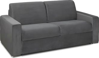 Vente-Unique Vente-unique - Divano Letto 2 Posti A Ribalta In Velluto Antracite - Larghezza Materasso 120 Cm - Spessore 22 Cm - Calito
