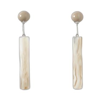 Emporio Armani Oorbellen van gemarmerde hars - Dames - Accessoires - Beige - Maat: ONE Size Acryl