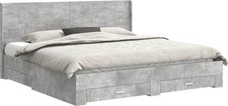 vidaXL Estructura De Cama Con Almacenamiento Y Cabecero Gris Hormig&oacute;n Vidaxl