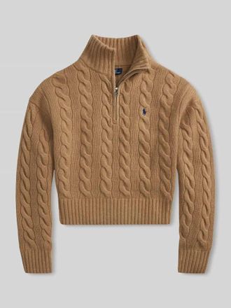 Polo Ralph Lauren Regular Fit Troyer aus Woll-Mix in Camel, Gr&ouml;&szlig;e XXL