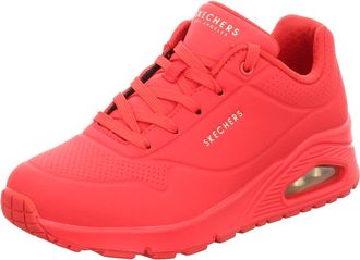 Skechers Womens Uno Stand on Air Sneaker, Red Durabuck, 3.5 UK