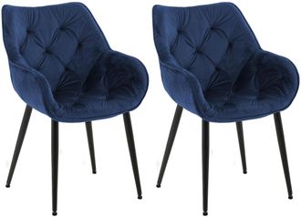 Clp Set De 2 Sillas De Comedor Tanna En Terciopelo Azul Oscuro