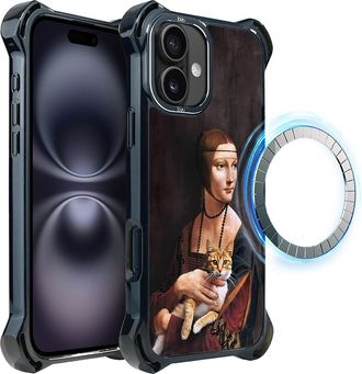 OEM Funda Ibizu Dropguard Ultra Para Iphone 16 Plus Con Magsafe, Leonardo Da Vinci, Dama Con Gato